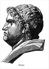 Emperor Nero (37-68 AD) Portrait, Engraving, 1882