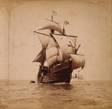 Replica of Christopher Columbus' Flagship, Santa Maria, in New York Harbor, Single Image of Stereo Card, 1893