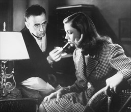 Lauren Bacall and Humphrey Bogart, on-set of the Film, "To Have and Have Not", 1944