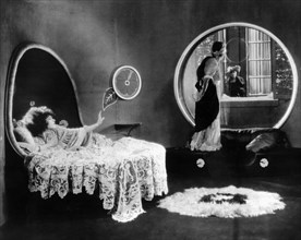 Alla Nazimova (left), on-set of the Silent Film, "Camille", 1921