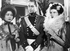 Franchot Tone, Katharine Hepburn and Fay Bainter, on-set of the Film, "Quality Street" Directed by George Stevens, 1937