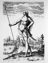 Pict Woman, Scotland, Wood Engraving, 1588