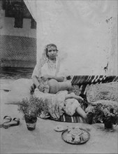 Female Street Musician with Drum, Tunis, Tunisia, circa 1880