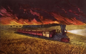 Prairie Fires of the Great West, Lithograph, Currier & Ives, 1871