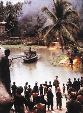 Group Scene, on-set of the Film, "Apocalypse Now", Directed by Francis Ford Coppola, 1979