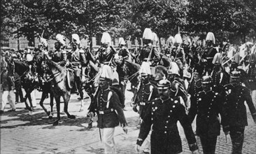 Wilhelm II, Emperor of Germany, at the Head of his Company of Standard-Bearers, circa 1912