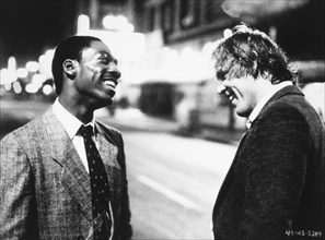 Eddie Murphy and Nick Nolte, on-set of the Film, "48 Hrs.", 1982