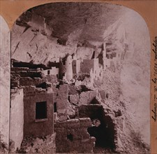 Cliff Palace, Constructed by the Ancient Pueblo Peoples, Mesa Verde, Colorado, USA, Single Image of Stereo Card, circa 1900