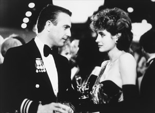 Sean Young and Kevin Costner, on-set of the Film, "No Way Out", 1986