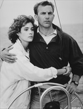 Sean Young and Kevin Costner, on-set of the Film, "No Way Out", 1986