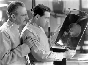John St. Polis & Richard Barthelmess, on-set of the Film, "Alias the Doctor", 1932