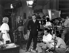 Kathryn Marlowe, Walter Huston, Director William Wyler, Cinematographer Rudolph Mate, on-set of the Film, "Dodsworth", 1936