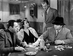 Jack Durant, Dolores Del Rio, Joseph Cotten, Jack Moss, on-set of the Film, "Journey into Fear", 1943