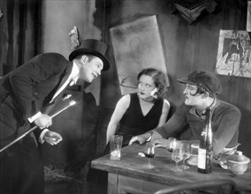 Charles Ray, Joan Crawford, Douglas Gilmore, on-set of the Film, "Paris", 1926