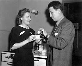 Irene Dunne & Director George Stevens on-set of the Film, "Penny Serenade" 1941