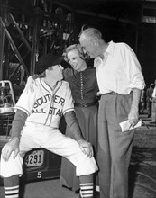 James Stewart, June Allyson & Director Sam Wood on-set of the Film, "The Stratton Story", 1949