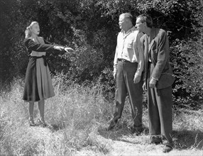 Wanda McKay, Pat McKee, John Carradine, on-set of the Film, "Voodoo Man", 1944
