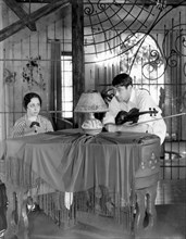 Paul Muni and his wife Bella Finkel at Home, 1934