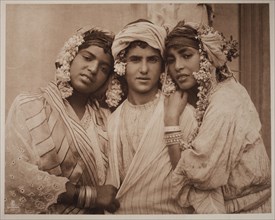 Tunisian Man with Two Women, Portrait, circa 1900