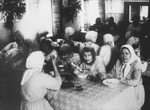 Women Factory Workers Eating in Lunchroom, Soviet Union, 1928