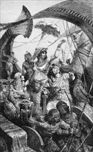 Cleopatra During Battle of Actium, 31 BC, Illustration