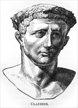Emperor Claudius (10 BC-54 AD,) Portrait, Engraving, 1882