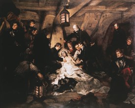 The Fatally Wounded Admiral Horatio Nelson Lies Aboard the HMS Victory, 1805, Painting by Arthur William Devis circa 1807