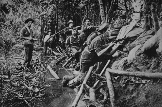 U.S. Soldiers in Combat Near Manila during Philippine-American War, circa 1900