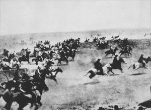 Crowd on Horseback, Oklahoma Land Run, 1893