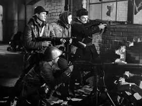 Marguerite Chapman (center), on-set of the Film, "Counter-Attack", 1945