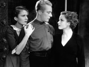 Marguerite Churchill, Gene Raymond, Sari Maritza, on-set of the Film, "Forgotten Commandments", 1932