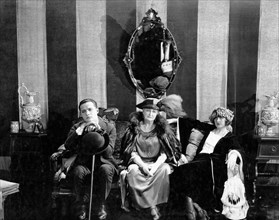 Gaston Glass, Kate Lester, Eleanor Boardman, on-set of the Silent Film, "Gimme", 1923