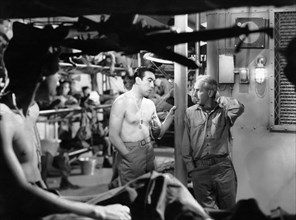 Anthony Quinn, Lloyd Nolan, on-set of the Film, "Guadalcanal Diary", 20th Century Fox, 1943