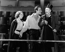 Norma Shearer, John Gilbert, Tully Marshall, on-set of the Silent Film, "He Who Gets Slapped", 1924