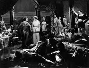 Joyzelle Joyner, Elissa Landi, Ferdinand Gottschalk and Fredric March, on-set of the Film, "The Sign of the Cross", 1932