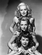 (From Top) June Haver, Vivian Blaine, Vera-Ellen, Publicity Portrait, on-set of the Film, "Three Little Girls in Blue", 20th Century Fox, 1946