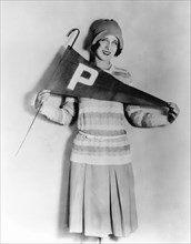 Norma Shearer, Actress, Publicity Portrait Holding Pennant, circa 1920's