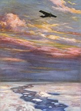 Richard E. Byrd's Flight over North Pole, Illustration by Manning Lee from the book, Historic Airships by Rupert Sargent Holland, 1928