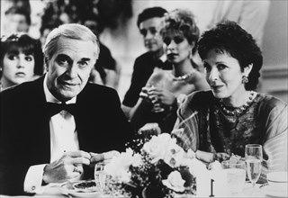 Claire Bloom, Martin Landau, on-set of the Film, "Crimes and Misdemeanors", 1989