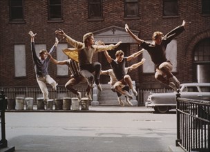 Jets Gang Dancing in Street, on-set of the Film, "West Side Story", 1961