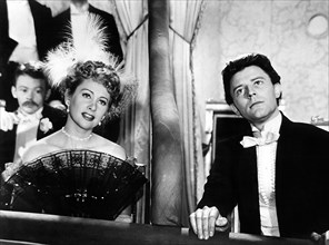 Martine Carol, Gerard Philipe, on-set of the Film, "Beauties of the Night" (aka Les Belles du Nuit), 1952