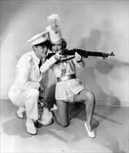 Wayne Morris, Priscilla Lane, on-set of the Film, "Brother Rat", 1938