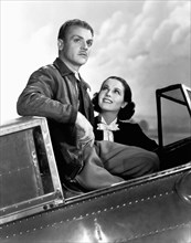James Cagney, June Travis, on-set of the Film, "Ceiling Zero", 1936