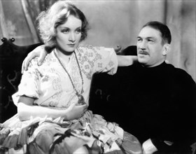 Marlene Dietrich, Victor McLaglen, on-set of the Film, "Dishonored", 1931
