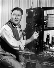Jack Oakie, on-set of the Film, "The Great American Broadcast", 20th Century Fox, 1941