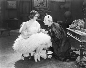 Norma Shearer, Lon Chaney, on-set of the Silent Film, "He who Gets Slapped", 1924