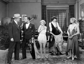 Fred Kelsey, Jack Mulhall, Alice White, Rose Dione, Thelma Todd, on-set of the Film, "Naughty Baby", 1928