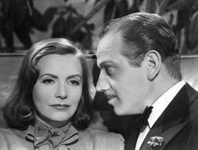 Greta Garbo, Melvyn Douglas, on-set of the Film, "Ninotchka", 1939