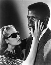 Elizabeth Hartman, Sidney Poitier, on-set of the Film, "A Patch of Blue", 1965