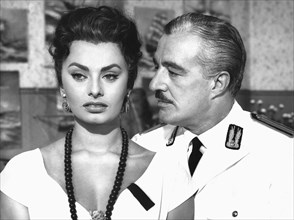 Sophia Loren, Vittorio De Sica, on-set of the Film, "Scandal in Sorrento" (aka Pane, Amore E…), 1955